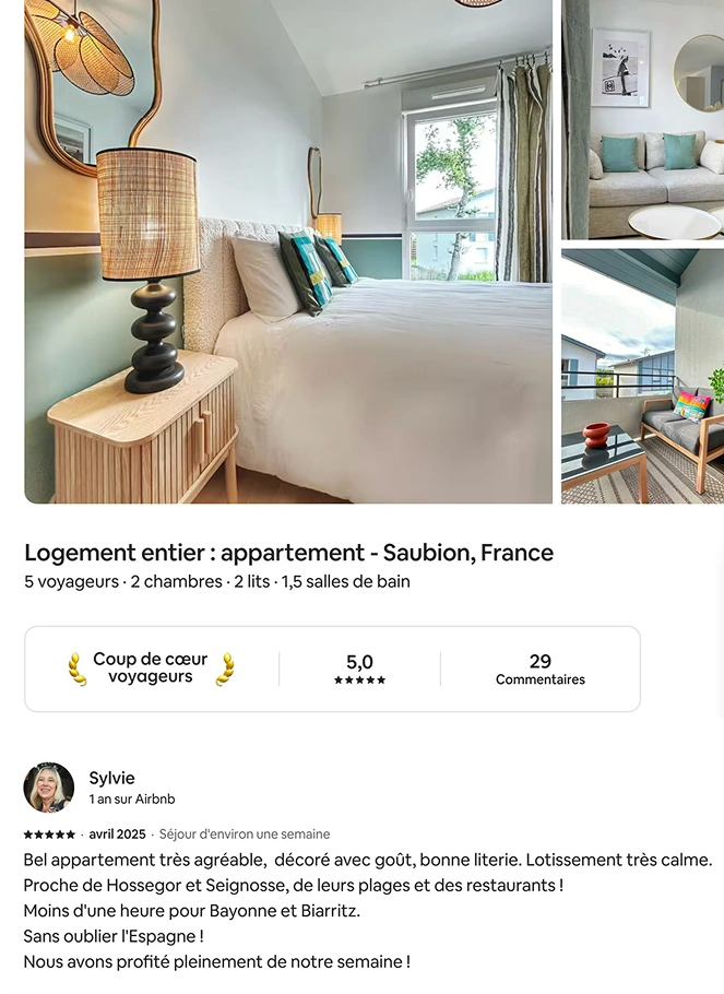 Avis airbnb Saubion