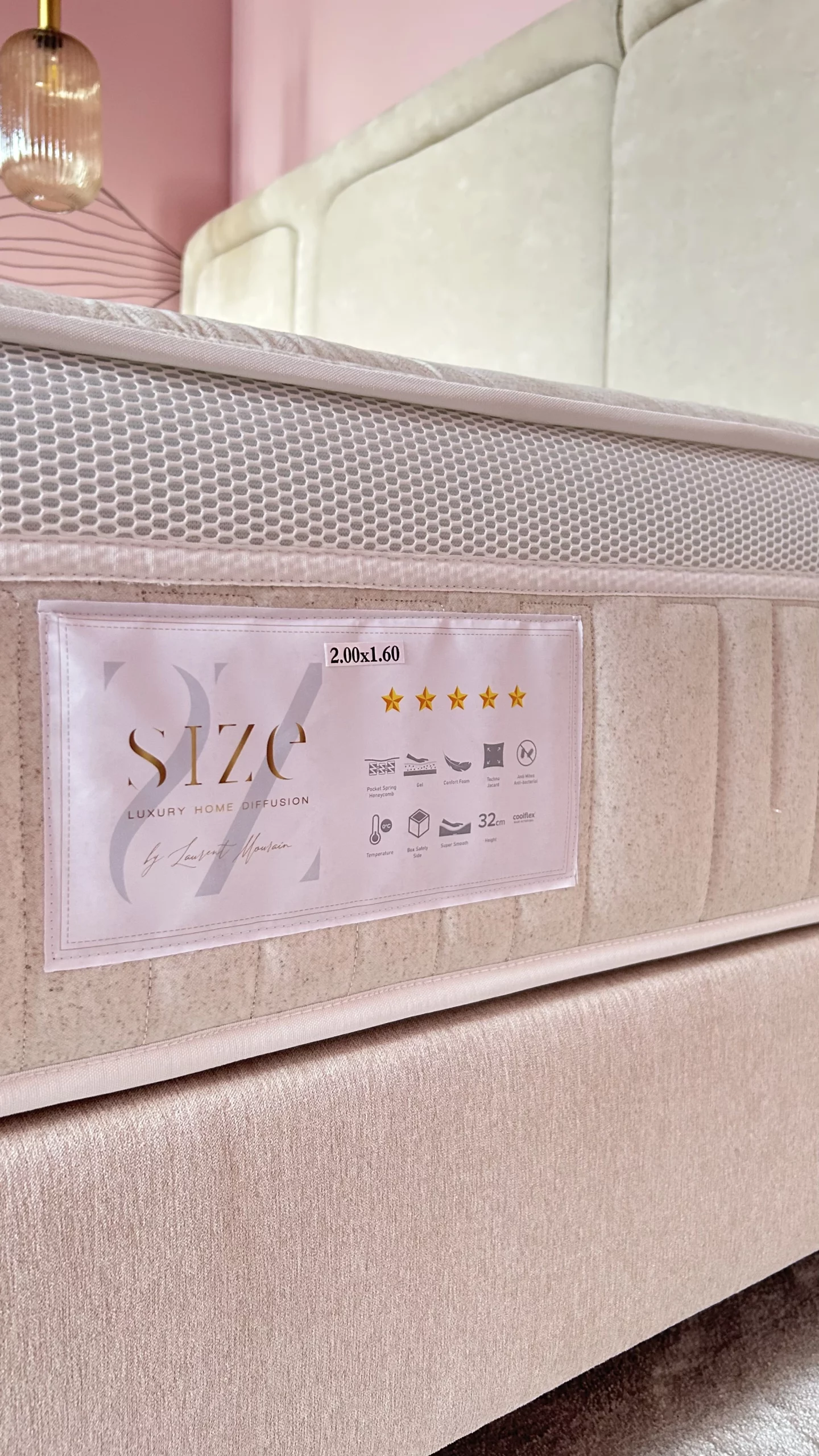 Étiquette du matelas 5 étoiles, 32 cm, avec ses technologies