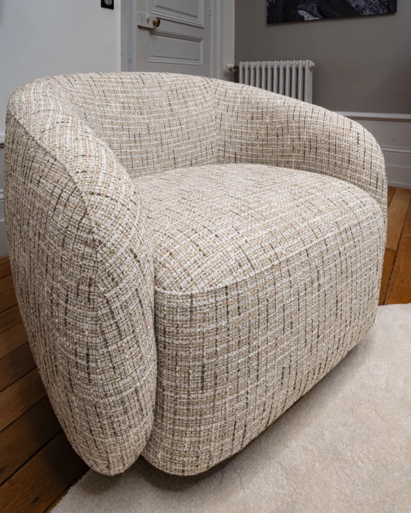 fauteuil sur mesure tissu tweed