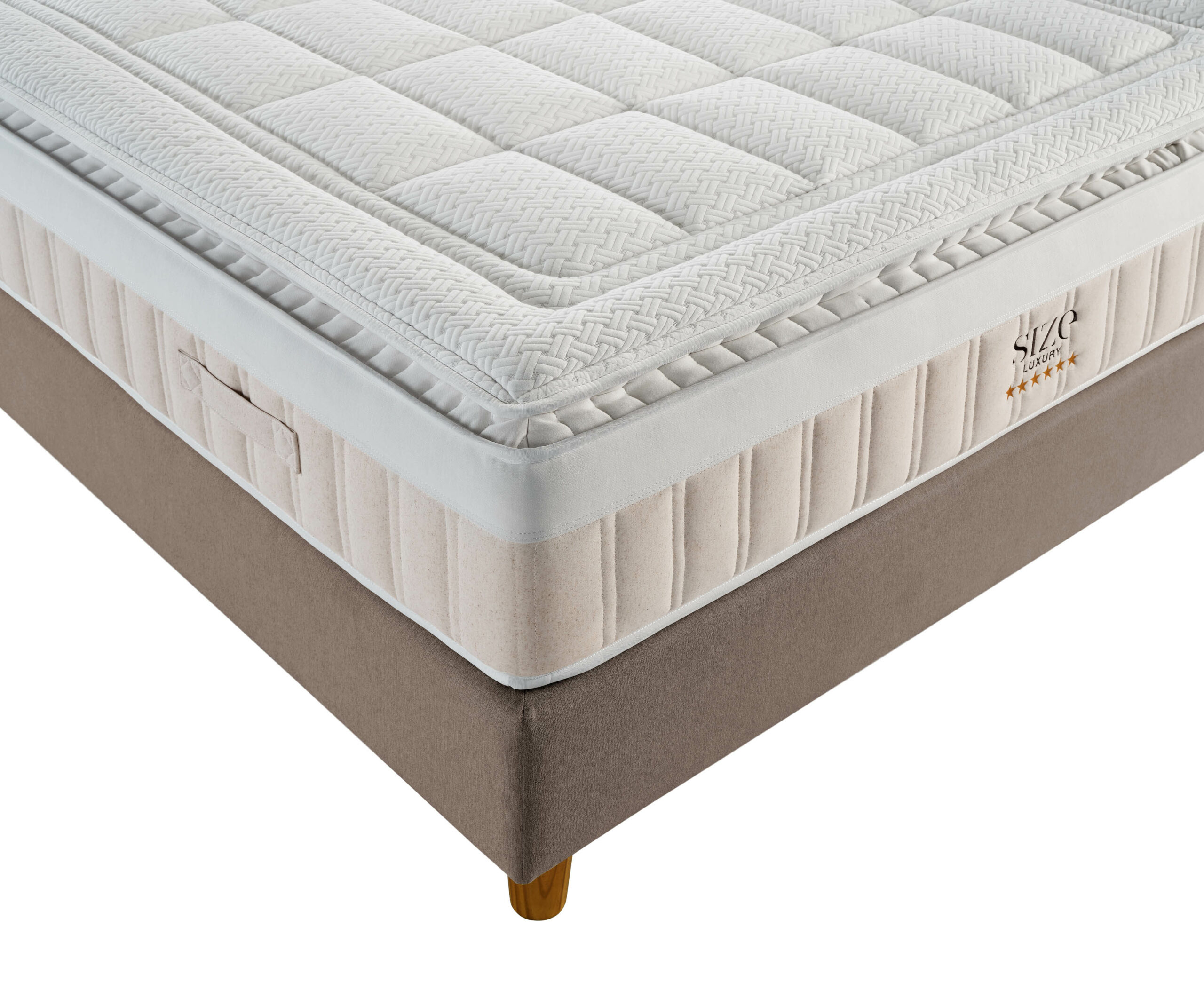 Détail du plateau matelassé et de la bande latérale du matelas 6 étoiles